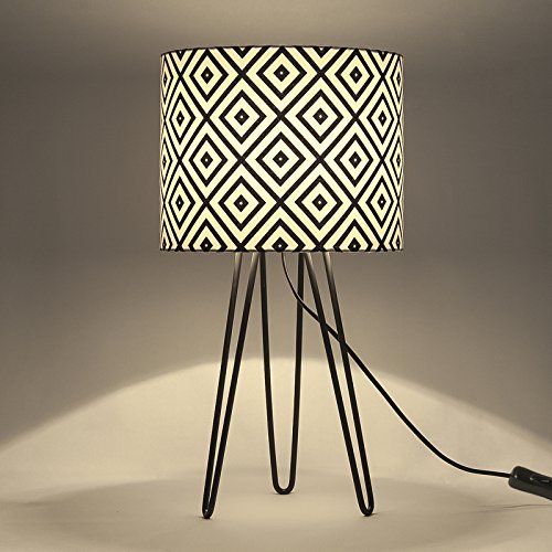 Abajur Luminária de Mesa Rise, Carambola Luminárias, Preto/Branco