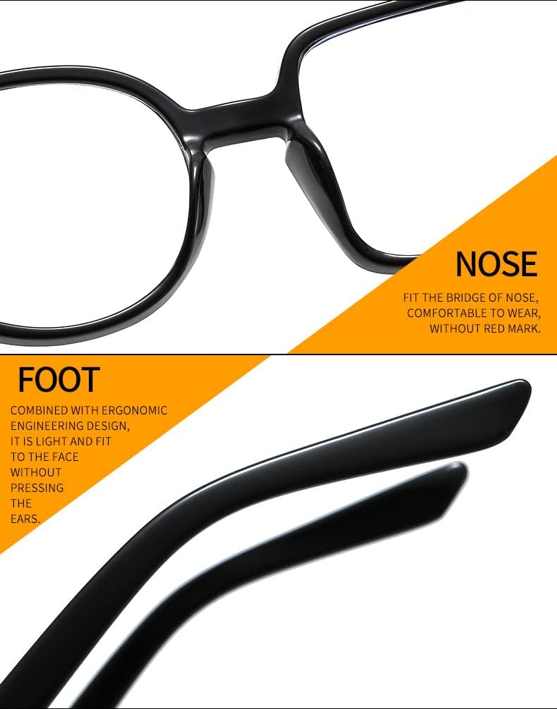 ICARA Personality Square Round Reading Glasses for Men Women,Computer Glasses Anti UV Readers - Image 6