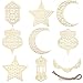 9 Pieces Wooden Pendant Ornament Ramadan Kareem Hollow Decoration Moon Star Wind Light Shape Pendant Ornament Happy Eid Hanging Sign for Ramadan Mubarak Eid Party Decorations