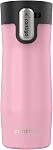Contigo West Boucle 3.0 Tasse de voyage en acier inoxydable avec crochet à thé & Couvercle à l'épreuve des déversements, café et thé réutilisables sous vide, 16 oz (473 mL), Crème de fraise - Boissons chaudes jusqu'à 11 Heures