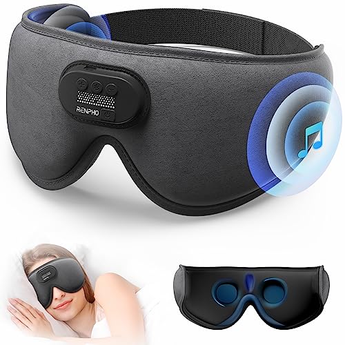RENPHO EyeSnooze Sleep Mask - Ultra Soft HD Sleep Mask with Bluetooth Headphones, 3D Blackout Wireless Sleeping Mask for Side Sleepers/Men, Comfort Night Eye Mask, Birthday Gifts