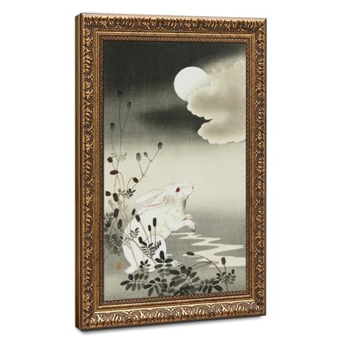 Impression sur toile Lapin blanc Ohara Koson cadre suspendu 61x91