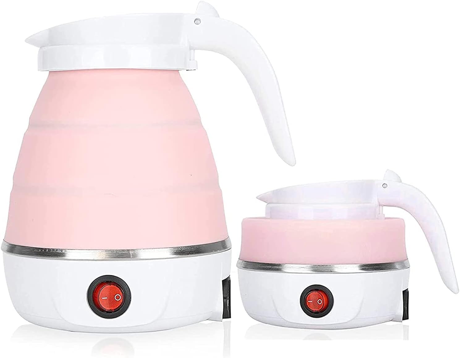 Travel Foldable Silicon Water Heater Jug Collapsible Mini Portable Electric Kettle (Pink)