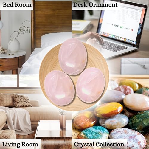 Image of Crystal Heaven Certified Rose Quartz Crystal Palm Pebbles Stones For Anxiety Stress Relief Massage - AAA Grade Original Healing Gemstone Agate Palm Stone For Yoga Meditation Spiritual Reiki Feng Shui