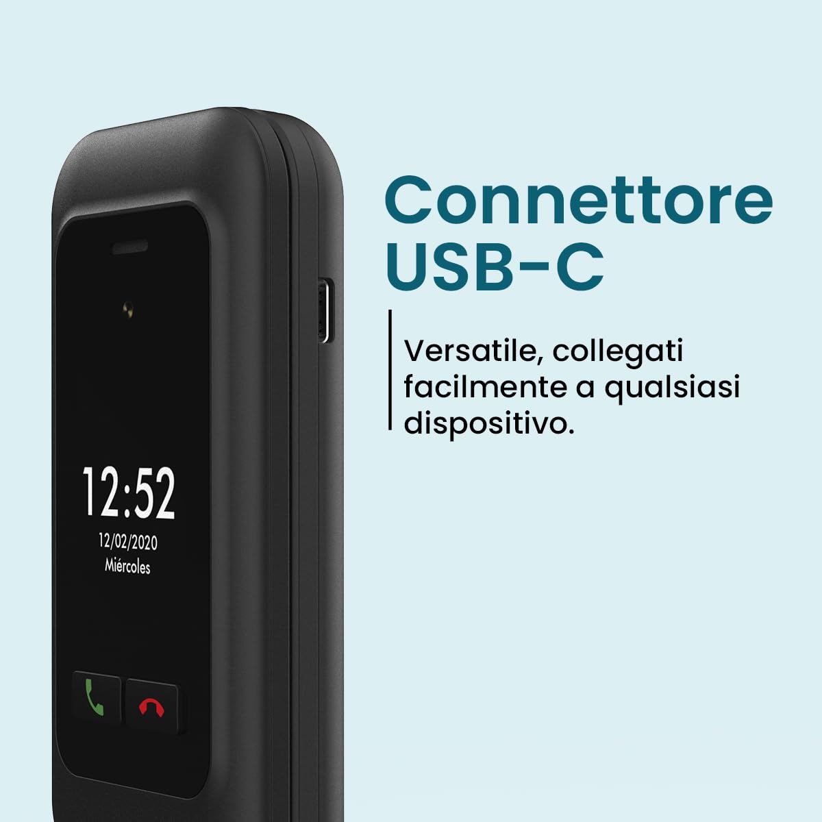 ADOC SC01 - Telefono cellulare 4G con coperchio per anziani, 2 schermi, Bluetooth, Wi-Fi, torcia e radio tasti e icone grandi, pulsante SOS, facile da usare, 3 memorie dirette. Compatibile con