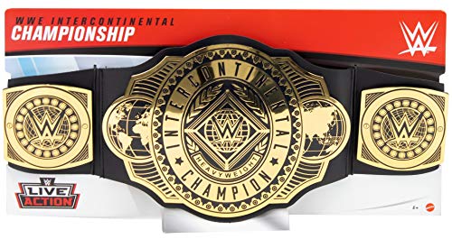 WWE Intercontinental Championship Title Belt Featuring Authentic Styling, Metallic Medallions, Leather-Like Belt & Adjustable Feature That Fits Waists of Kids 8 and Up
