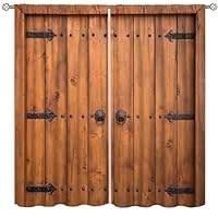 Amazon｜ICMOLYYENLO 素朴な納屋のドアカーテン 農家 木製 ガレージ