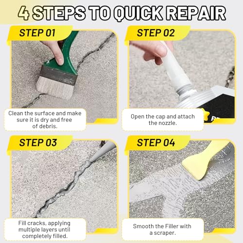 Concrete Crack Filler, 1.5LB High Elasticity Self Leveling Cement Crack Filler, Slab Concrete Waterproof Repair Sealant for Driveway, Walkway, Patio, Joint, Indoor and Outdoor - Grey (24.7oz) - Image 6