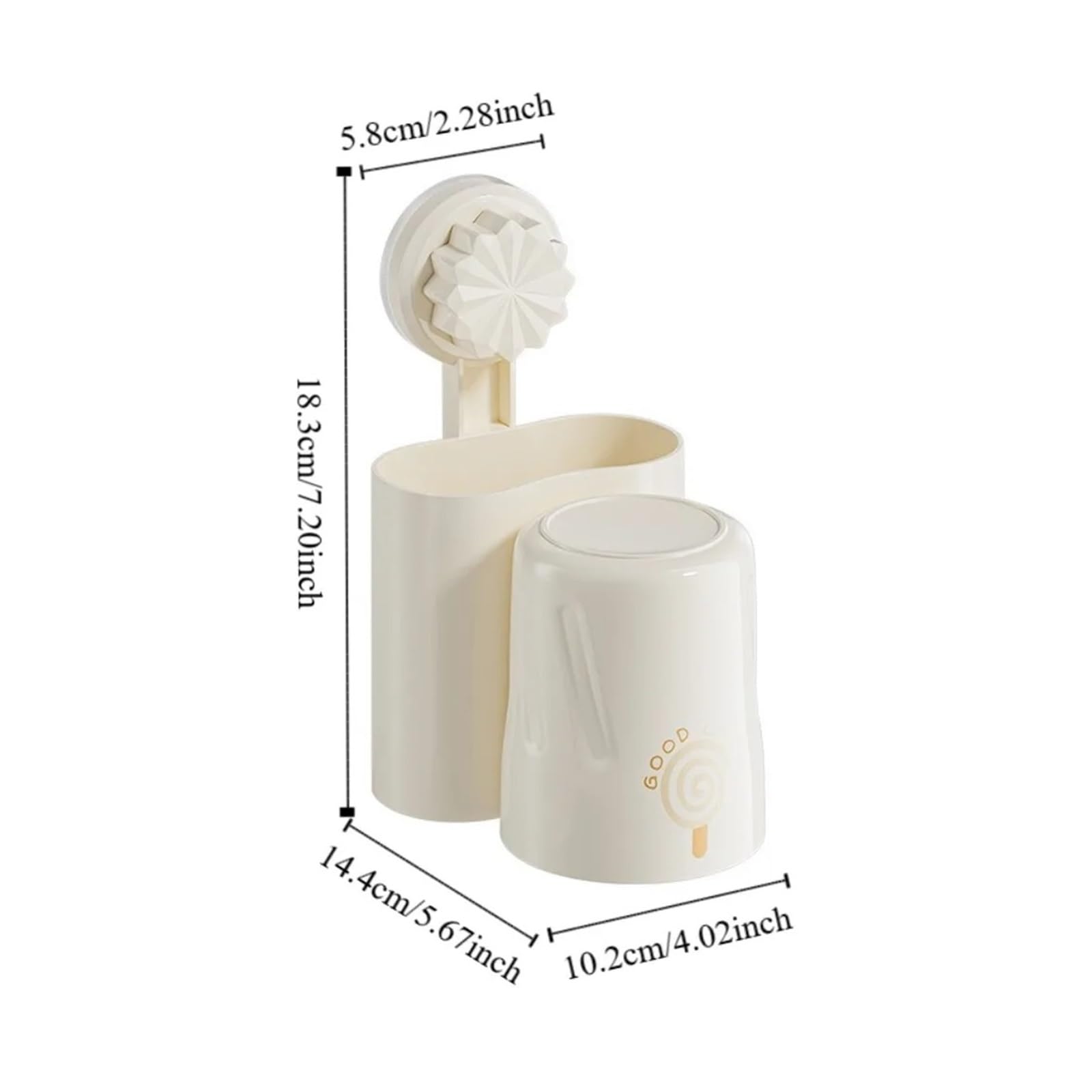 For Viajes en casa, Estante for Pasta de Dientes Impermeable montado la Pared, Soporte for Cepillo con Ventosa extraíble, Organizador baño plástico(Beige)