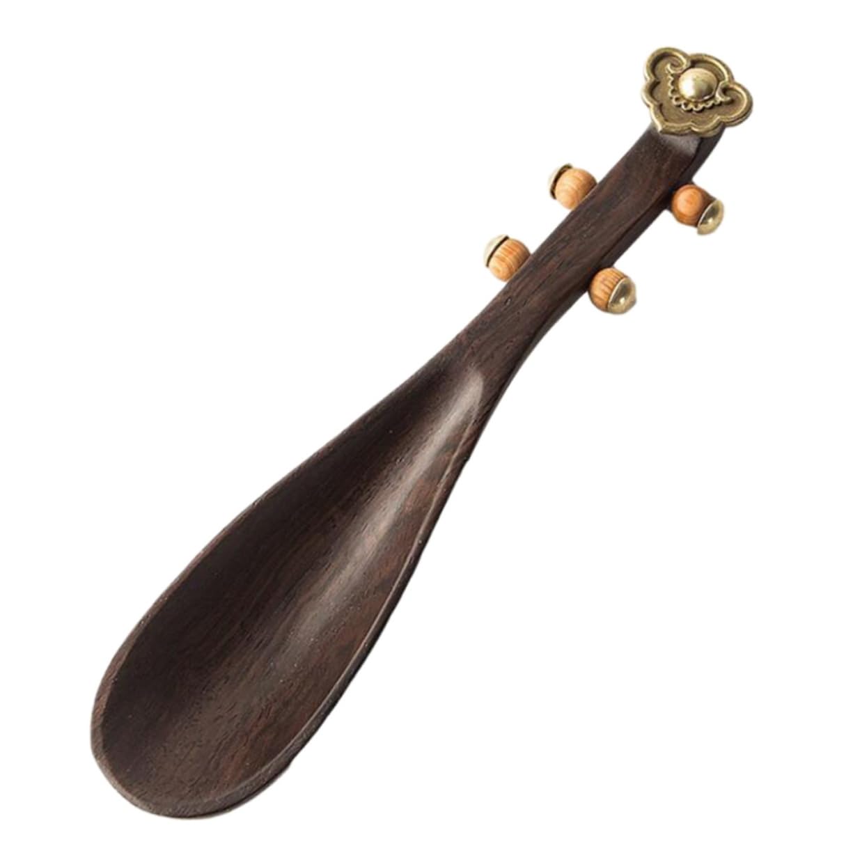 GLEAVI 1pc Pipa Design Tea Traditional Tea Shovel for Household for and Condiments Sandalwood Finish