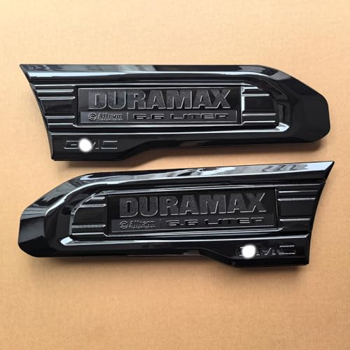 Image of 2pack OEM 2020-2023 Duramax 6.6L Liter Allison Diesel Vent Emblem Right Left 3D Nameplate Badge Replacement for Sierra 2500HD 3500HD 84586287 84586288 (Gloss Black)