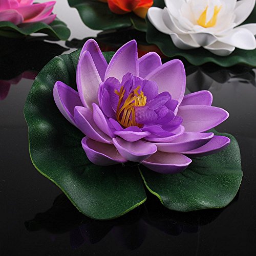Lasenersm Set Of 4 Different Color Artificial Floating Foam Lotus Flower Water Lily For Home Garden Pond Decor,Small thumb #1