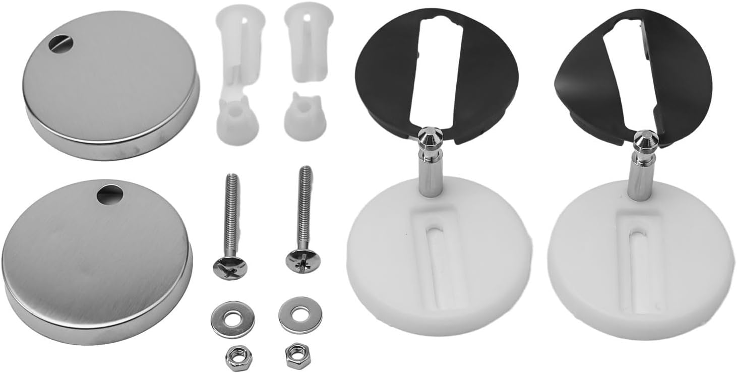 FABULETTA Stainless Steel Toilet Seat Lid Hinge Screws with Fixing Bolts, 2 Pack Replacement Hardware Kit Fits Most Standard Top Fixed Hinges and Lids, Silver(B 60MM)