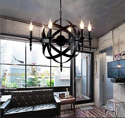 Lustre en fer forgé rustique plafonnier rond à 6 lumières E14 - 2