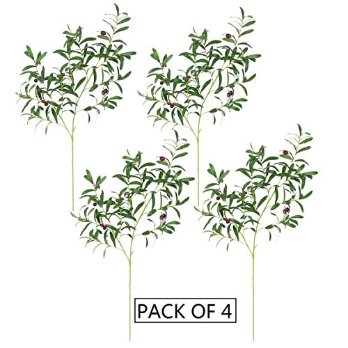 Bugasaca Pack Of 4 - Olive Branches With Fruit Artificial Plants Stems Greenery Olive Leaves Sprays Fake Leaves Branch For Home Decor Wreath Wedding Centerpiece (Green) #TOP7
