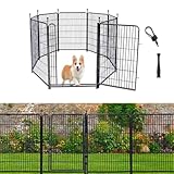 Getlay Tall Garden Fence, 52in High 6 Panels Total 13.3 Ft(L) Dog Fence Outdoor for Yard, 21 inches Wide with Low Sills, Animal Barrier Fence, Flower Bed Fencing. Pet Fence, Garden Fence Border