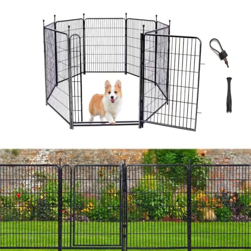 Getlay Tall Garden Fence, 52in High 6 Panels Total 13.3 Ft(L) Dog Fence Outdoor for Yard, 21 inches Wide with Low Sills, Animal Barrier Fence, Flower Bed Fencing. Pet Fence, Garden Fence Border