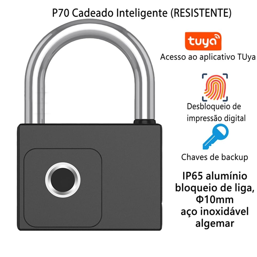 IP66 Impermeabile Tuya APP Remote Smart Lucchetto Lucchetto Elettronico per Impronte Digitali Ampiamente Usato 70 X 104 X 28 mm