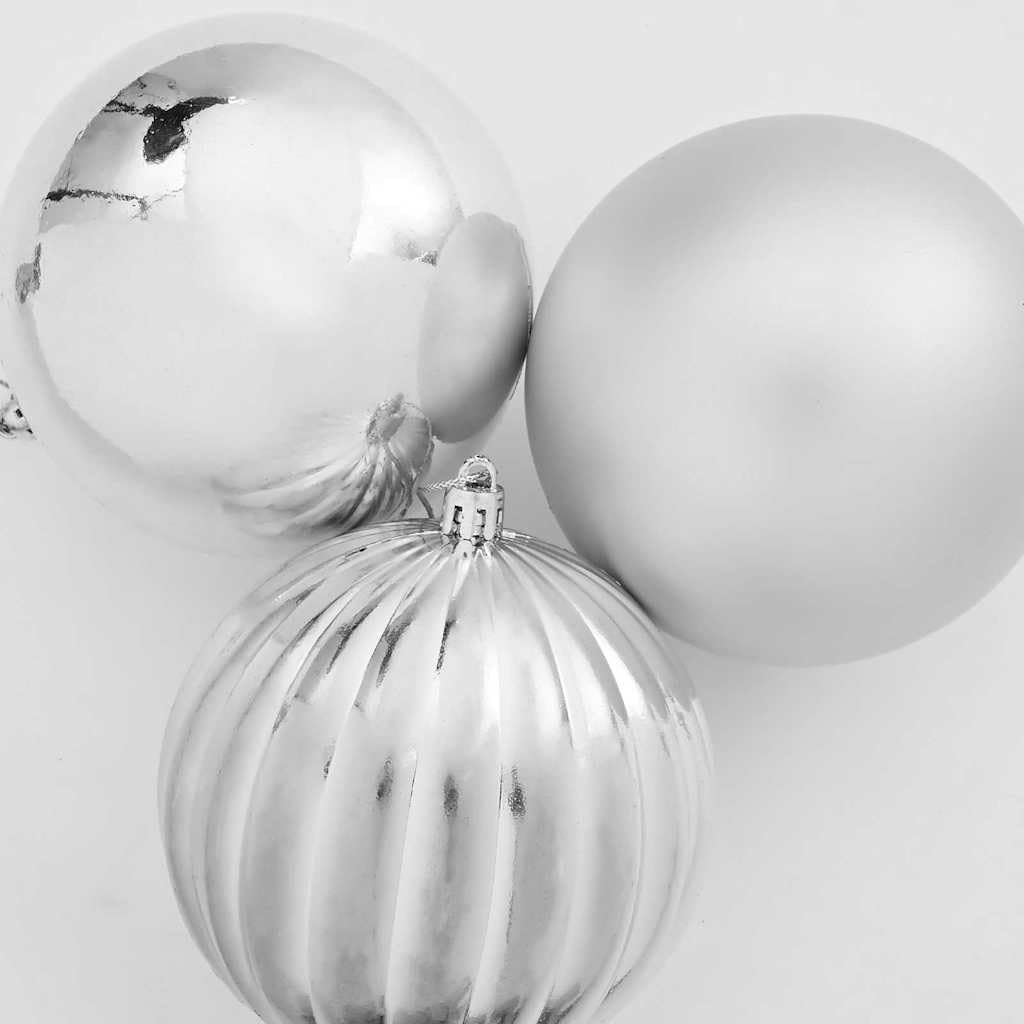 Set di palline per albero di Natale, XXL, 3 pezzi, in plastica argentata, con ornamenti lucidi e opachi per albero di Natale, per interni ed esterni, versatile, per l'Avvento e l'inverno