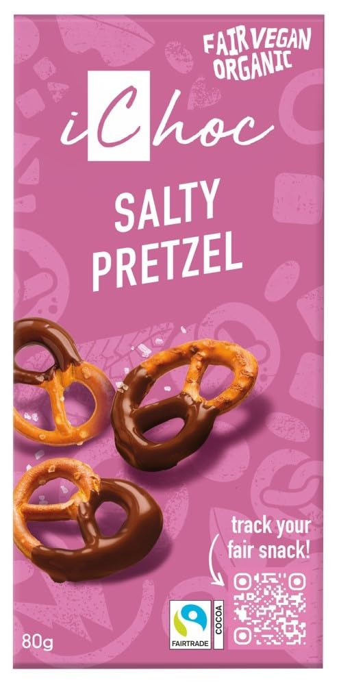 Chocolate vegano con trozos de pretzel 80g Ichoc
