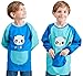 Produktbild Chilsuessy Langarm Malschürze, 2 pcs Kinder Bastelkittel, Kinderschürze Wasserdicht Malkittel Kittel Kindergarten Malerei Kleidung für Mädchen Junge (Blau + Dunkelblau, L/Kind höhe 95-115cm)