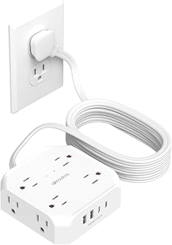 2 Prong Power Strip, WRXDMC 2 Prong to 3 Prong Outlet Adapter