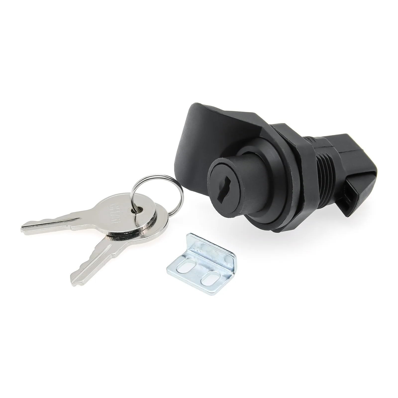 1Pcs Marine Latch Button Lock Black Plastic RV Camper Mailbox Drawer Cupboard Cylinder Lock with 2pc Keys