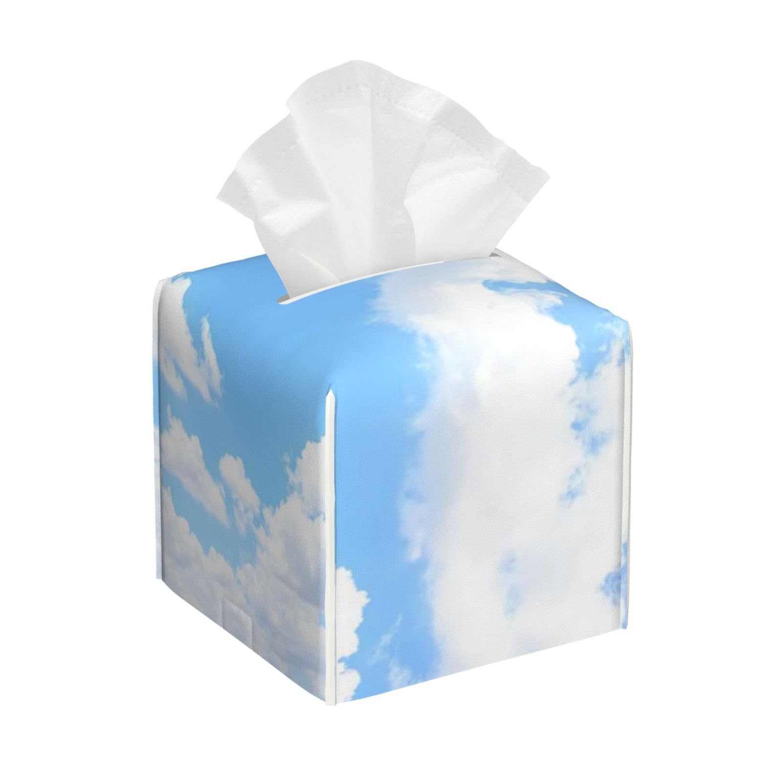 Cloud with Blue Sky Natural Background PVC Cube Tissue Pack for Home Office Bathroom Use