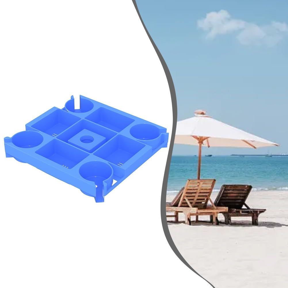 Bandeja para sombrilla de playa de 40,6 cm con 4 portavasos y bolsa de basura, perfecta para uso al aire libre, accesorio portátil para picnic, barbacoas y camping