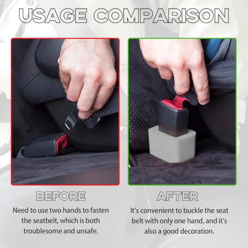 Image of Augeny 2 PCS Seat Belt Buckle Holder, Silicone Auto Rear Seatbelt Buckle Booster to Makes Receptacle Stand Upright for Easy Access, Universal Vehicle Seatbelt Buckle for Kids (Light Gray)