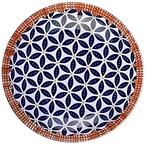 Image of Ceramic Dinner Plates Set of 1, 8 Inch Porcelain Salad Dessert Round Plates, Microwave, Oven and Dishwasher Safe, Kitchen Plates, Serving Dishes plates (DINNER PLATE HONEYCOMB PRINT 1, pack of 1)