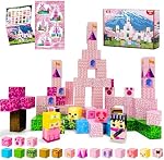 Magnetic Building Blocks 100PCS,Pink Castle Magnetic Building Cubes Magnetic Tiles Stacking Toys for Toddlers, Magnetic Blocks Sensory Toy Gifts for Boys Girls Aged 3 4 5 6 7 8 9 10 Years Old