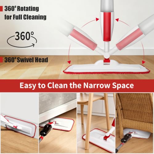 Image of Panda Grip Mops for Floor Cleaning Wet Spray Mop with a Refillable Spray Bottle and 2 Washable Microfiber Pads Home or Commercial Use Dry Wet Flat Mop