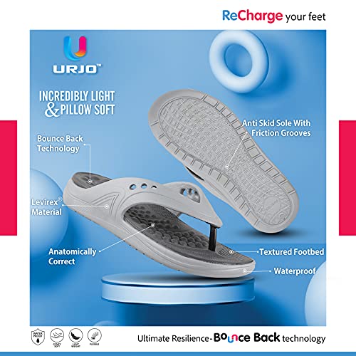 Image of URJO FOAM Men's Slippers /FlipFlops Lightweight Super Flexible Arch Support Durable Anti Skid & Stylish Dailywear Slippers /FlipFlops for Men