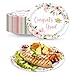 Vanulus 50Pcs Graduation Oval Paper Plates Pink Floral Congrats Grad Disposable Serving Dish 10" x 12" Class of 2026 Grad Congrats Disposable Party Platters for Graduation Party Decorations