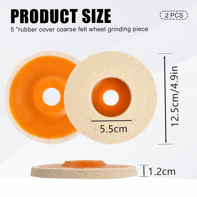 5 Dischi In Lana Per Lucidatrice 125 Mm | Set Con Ruota Floccata E Feltro, Per Lucidare Auto E Legno