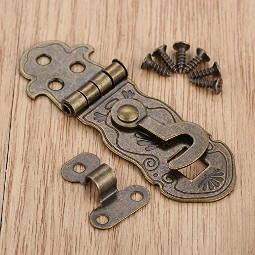dophee 4Pcs Antique Bronze Box Hasps, Mini Decorative Latch Buckle Clasp with Screws for Wooden Box Jewelry Box Wine Gift Case Notebook Diary Lock, 71x24mm/2.8"x0.94" - Image 5