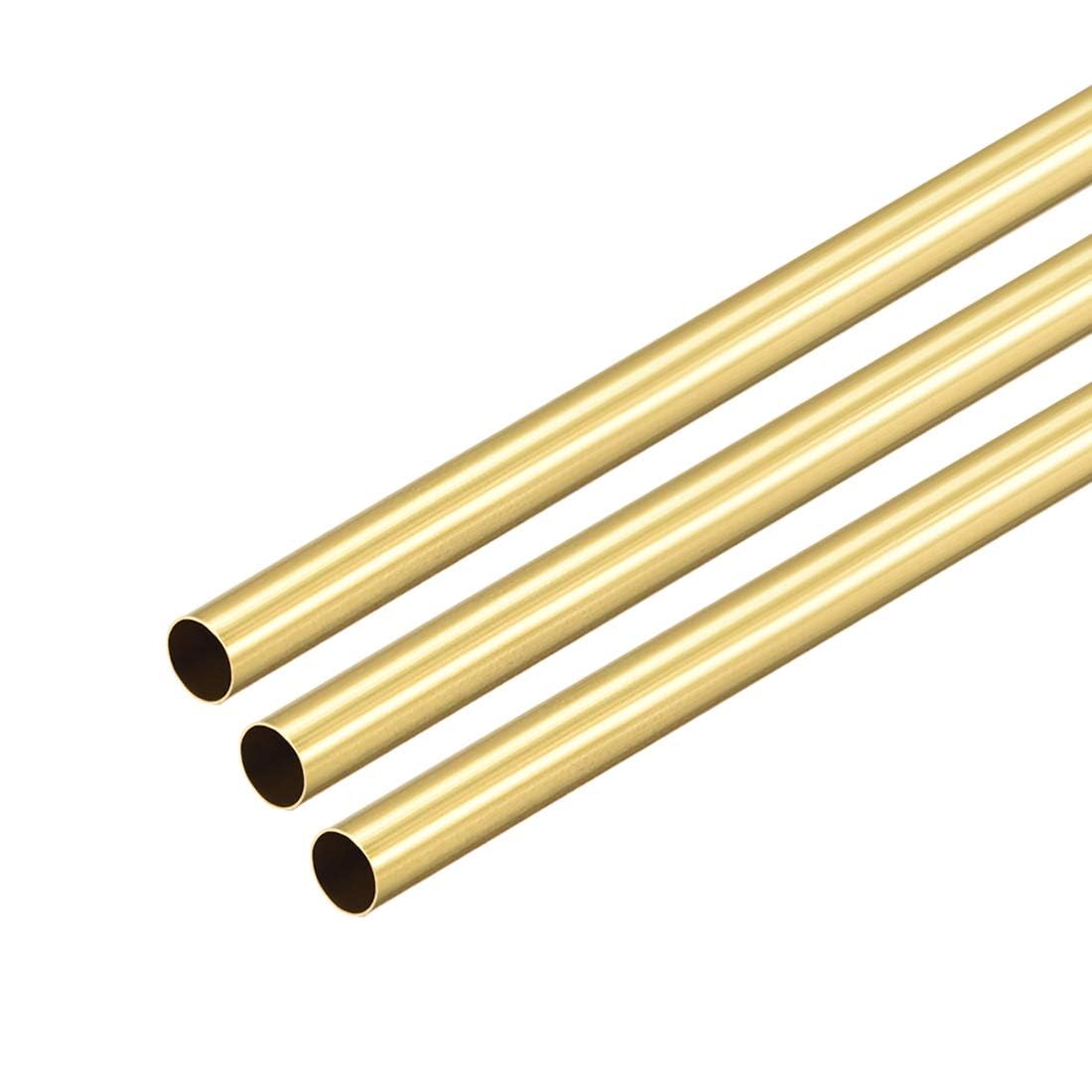 3Pcs Brass Round Tube, 6mm OD 0.2mm Wall Thickness 300mm Length High Strength Seamless Straight Pipe Tubing for DIY Crafts Gardening Hobby Model