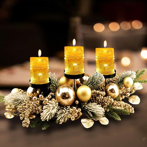 YULETIME 28" Christmas Triple Candelabrum, Holiday Candle Holder ...