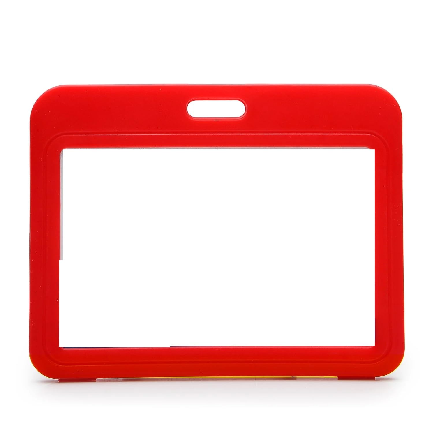 LC Plastic ID Card Holder, Double Sides Visible, Waterproof Unisex ID Card Holder Case for Office, School & Colleges, Clamshell PP Card Holder (10, Red, for Horizontal Card (54 mm x 86 mm))-image-9
