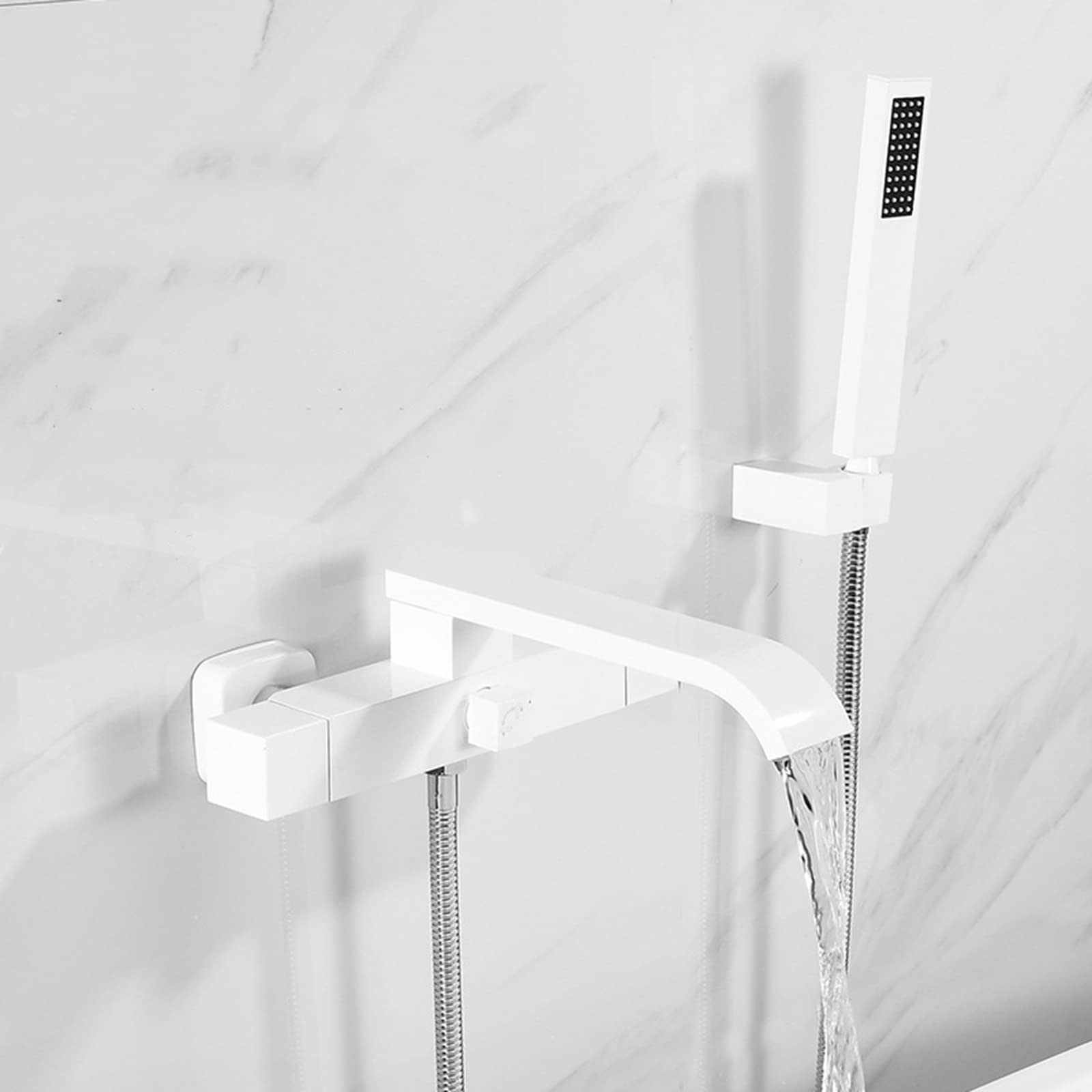 SnamicE Bath Taps with Shower 360Swivel Outlet Bath Bathtub Mixer Tap with Shower Hot and Cold Tub Taps Bifunctional Bathroom Bath Shower Filler Mixer Tap,White,