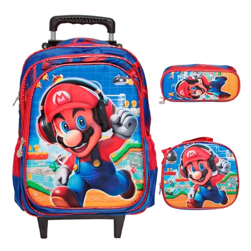 Kit Mochila Infantil De Rodinhas Masculina Com Lancheira