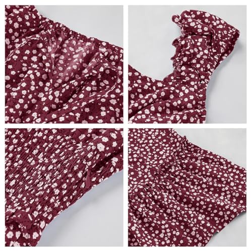 Image of YOBECHO Womens Summer Sexy Sweetheart Collar Printed Ruffle Mini Dress