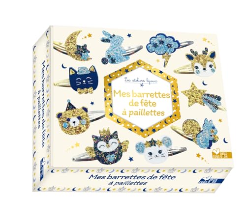 livre Mes barrettes de fête à paillettes - coffret avec accessoires