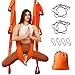 Leogreen Columpio de Yoga Aéreo, Aerial Hamaca de Yoga, Juego de Hamaca de Yoga con Accesorios, Carga de 300 kg, para Ejercicios de Inversión de Yoga Antigravedad (Naranja y rojo)
