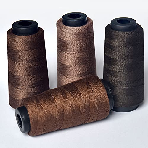 Hilos de costura 4 rollos color marrón oscuro miniatura 4