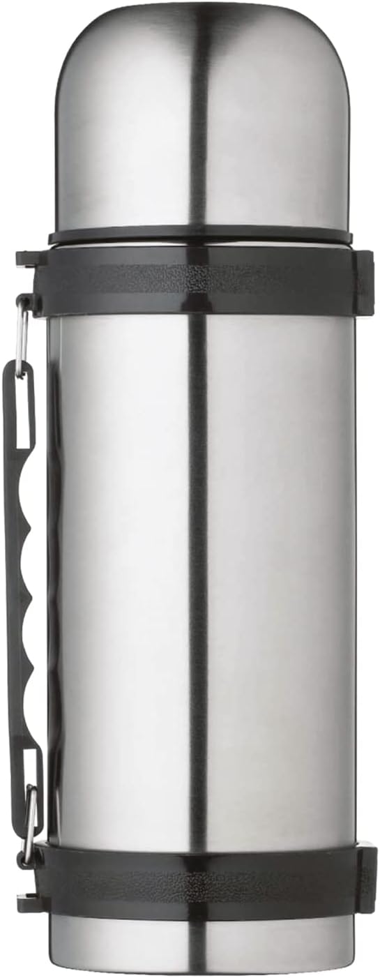 MasterClass Vacuum Flask with Handle, Stainless Steel, for Hot and Cold Drinks, 1 Litre (1.75 Pints), Silver