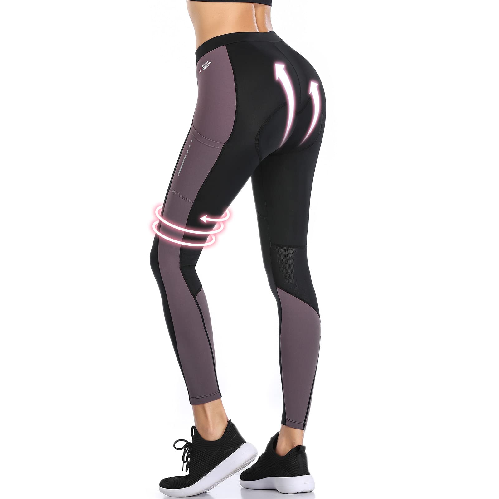 Santic Pantalon Cycliste Femme 7/8 Rembourré Leggings de Vélo Collants de Cyclisme Longues VTT Respirant
