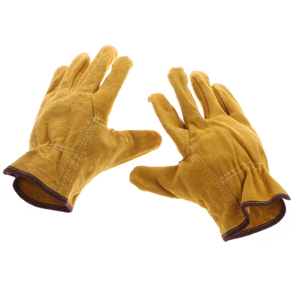 1 Par De Guantes Protección Seguridad Cuero Soldador Trabajo Reparación Resistente Al Desgaste