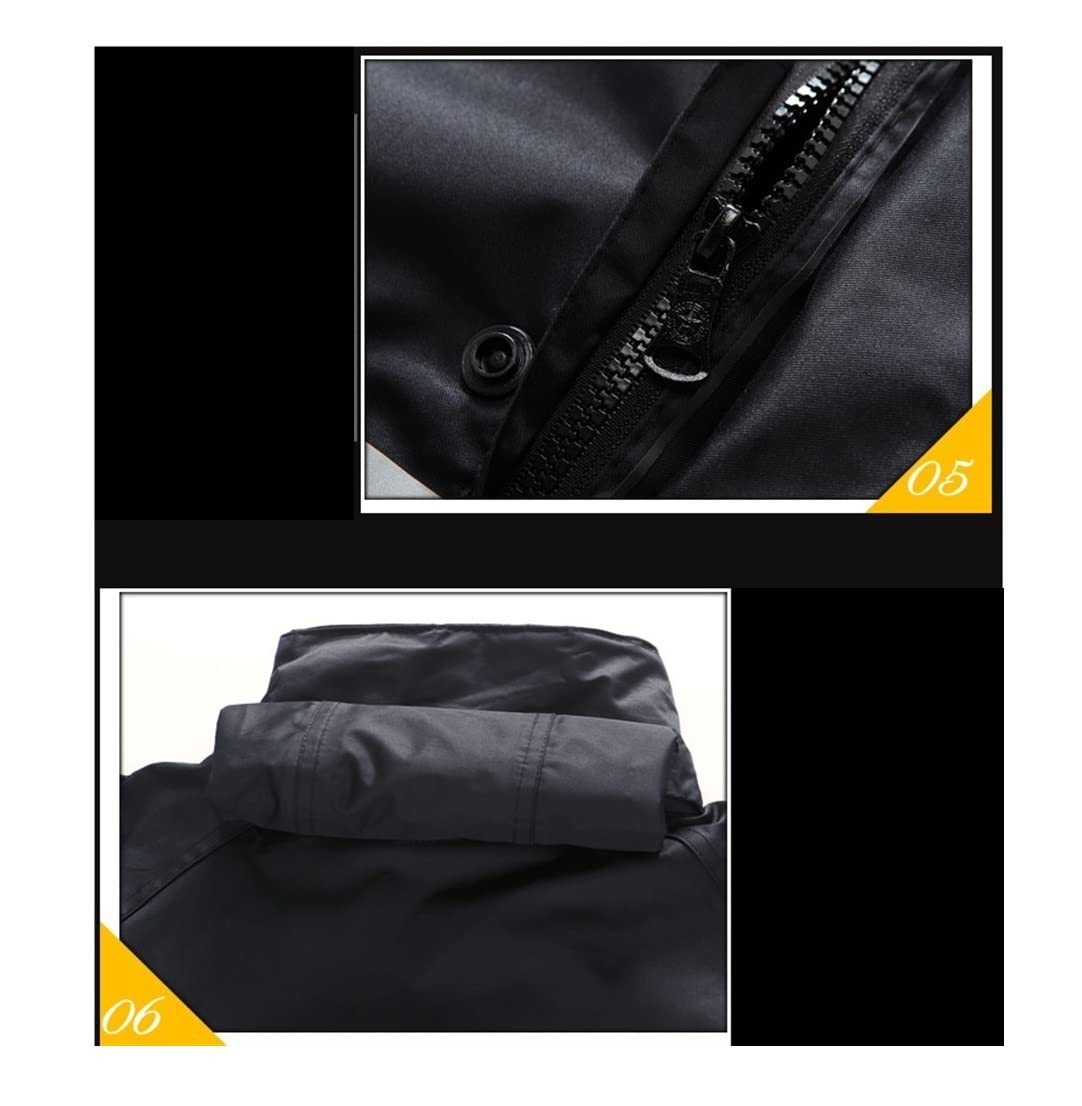 Chubasquero Ropa De Lluvia Negra Cubre Impermeable Ropa De Lluvia Impermeable con Capucha Chubasquero Impermeable Ponchos De Lluvia Impermeables(3XL)